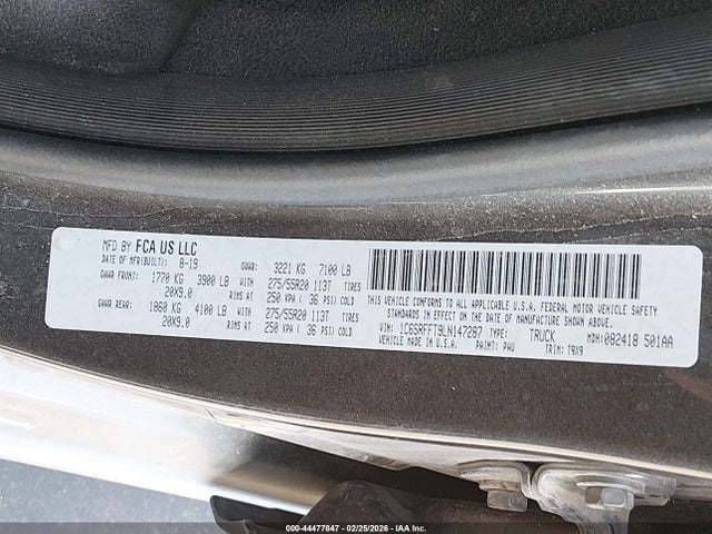 Продаж на аукціоні авто 2020 Ram 1500 Lone Star  4x4 5'7 Box, vin: 1C6SRFFT9LN147287, номер лоту: 44477847