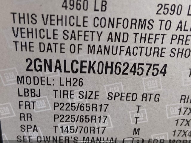 Chevrolet EQUINOX LT 2017 2GNALCEK0H6245754 Image 9