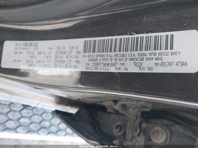 Продажа на аукционе авто 2019 Ram 1500 Big Horn/lone Star  4x4 5'7 Box, vin: 1C6SRFFT9KN816057, номер лота: 44477889