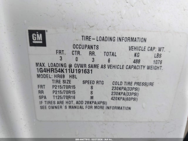 Продаж на аукціоні авто 2001 Buick Lesabre Limited, vin: 1G4HR54K11U191631, номер лоту: 44477915