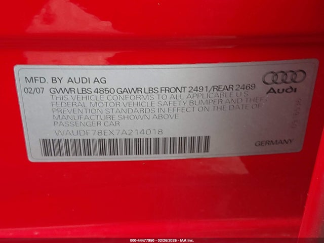 2007 AUDI A4 WAUDF78EX7A214018 Photo 8