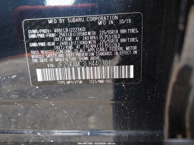 Aukcja sprzedaży 2020 Subaru Forester Sport, vin: JF2SKAMC3LH440301, numer aukcji: 44477980