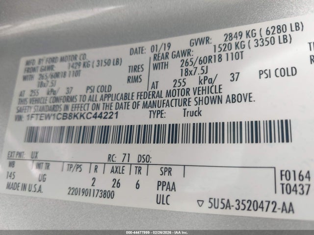 Ford F-150 Xlt 2019 1FTEW1CB8KKC44221 Image 9