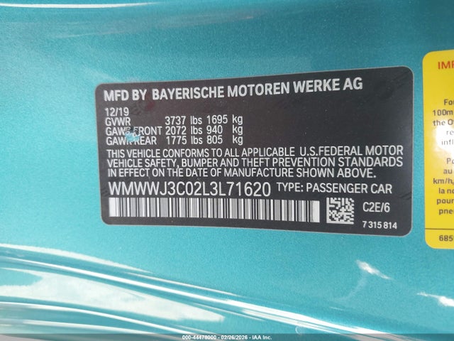 2020 MINI CONVERTIBLE WMWWJ3C02L3L71620 Photo 8