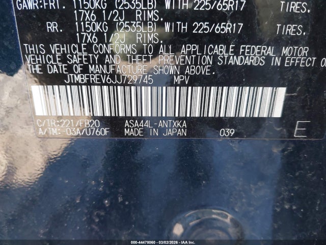 JTMBFREV6JJ729745 Toyota RAV4 LE
