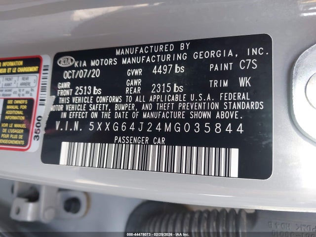 5XXG64J24MG035844 KIA K5 Gt-line