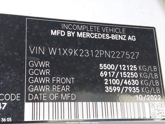 44478117 :رقم المزاد ، W1X9K2312PN227527 vin ، 2023 Mercedes-benz Sprinter 4500 مزاد بيع