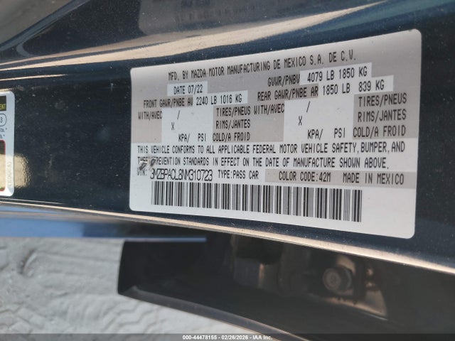 3MZBPACL8NM310723 Mazda Mazda3 Preferred