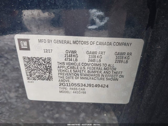 2G1105S34J9149424 Chevrolet IMPALA 1LT