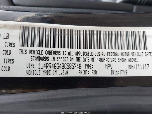 Aukcja sprzedaży 2011 Jeep Grand Cherokee Laredo, vin: 1J4RR4GG4BC585748, numer aukcji: 44478193