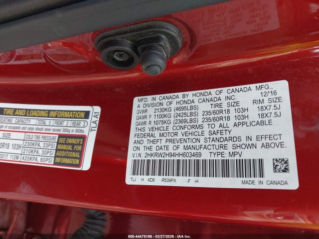 2HKRW2H94HH603469 Honda Cr-v Touring