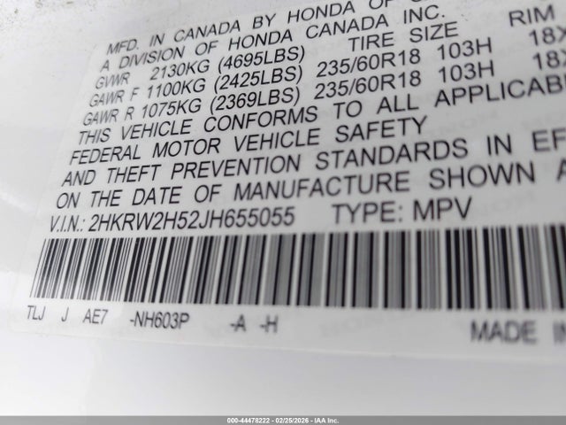 2HKRW2H52JH655055 Honda CR-V EX