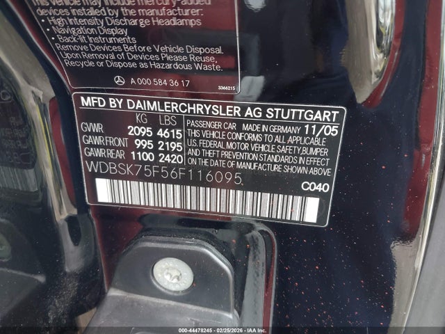 2006 MERCEDES-BENZ SL 500 WDBSK75F56F116095 Photo 8