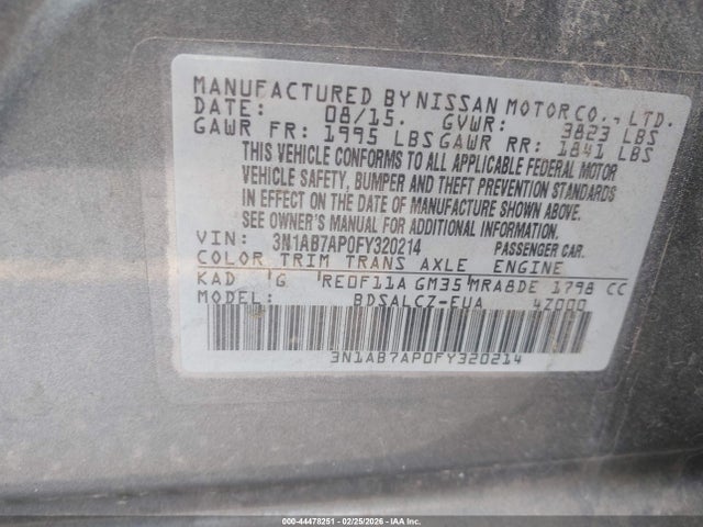 3N1AB7AP0FY320214 Nissan SENTRA S