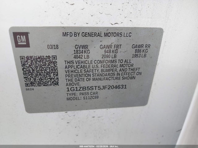 1G1ZB5ST5JF204631 Chevrolet Malibu 1ls