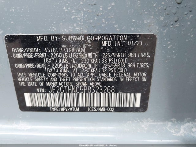 Subaru Crosstrek Limited 2023 JF2GTHNC5P8323268 Image 9