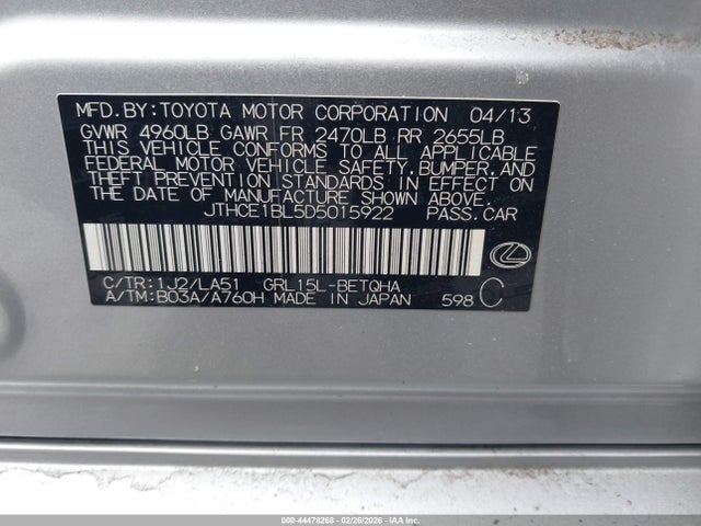 Продажа на аукционе авто 2013 Lexus Gs 350, vin: JTHCE1BL5D5015922, номер лота: 44478268