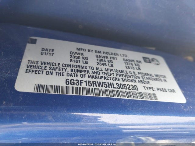 6G3F15RW5HL305230 Chevrolet SS