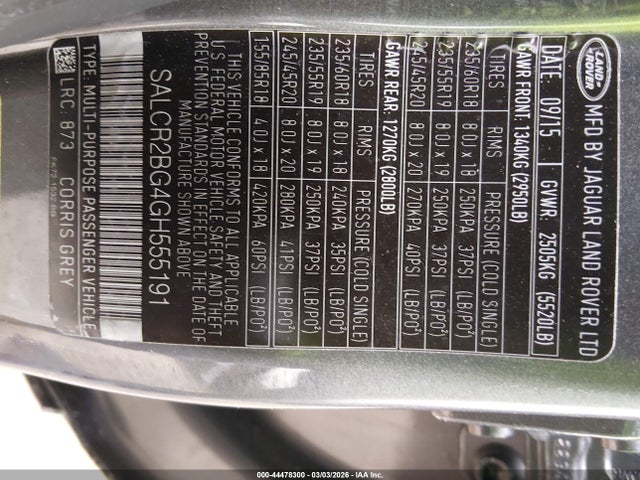 SALCR2BG4GH555191 Land Rover Discovery Sport Hse