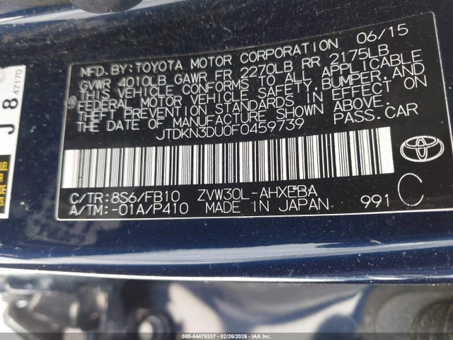 Toyota Prius Two 2015 JTDKN3DU0F0459739 Image 9