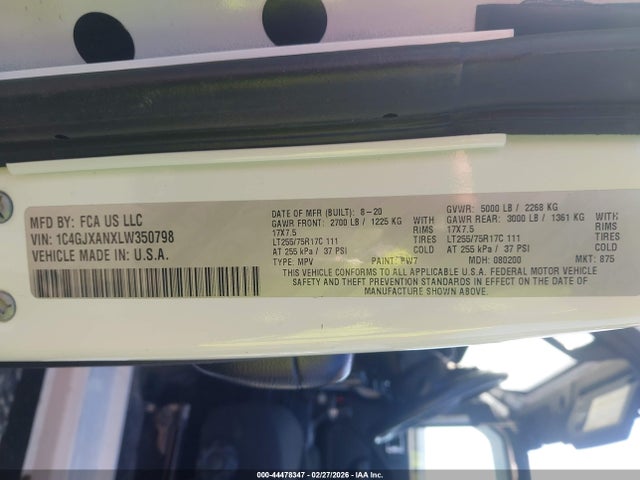 2020 JEEP WRANGLER 1C4GJXANXLW350798 Photo 8