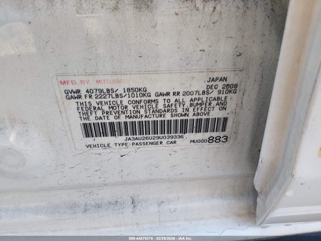 2009 MITSUBISHI LANCER JA3AU26U29U039336 Photo 8