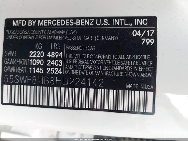 2017 MERCEDES-BENZ AMG C 63 55SWF8HB8HU224142 Photo 8