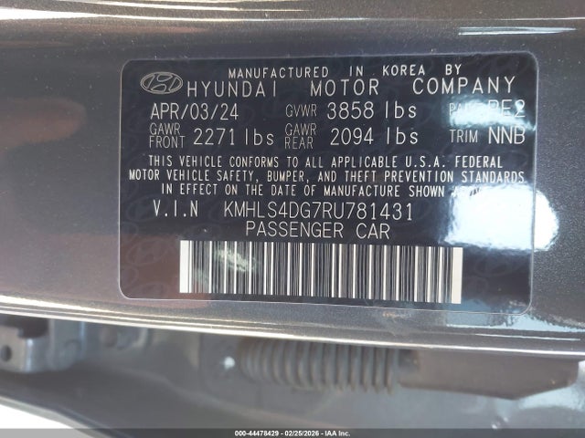 Aukcja sprzedaży 2024 Hyundai Elantra Sel, vin: KMHLS4DG7RU781431, numer aukcji: 44478429