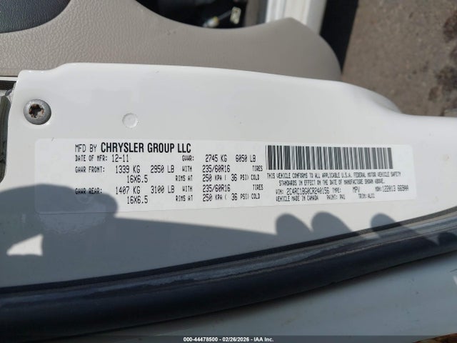 44478500 :رقم المزاد ، 2C4RC1BG0CR240156 vin ، 2012 Chrysler Town & Country Touring مزاد بيع