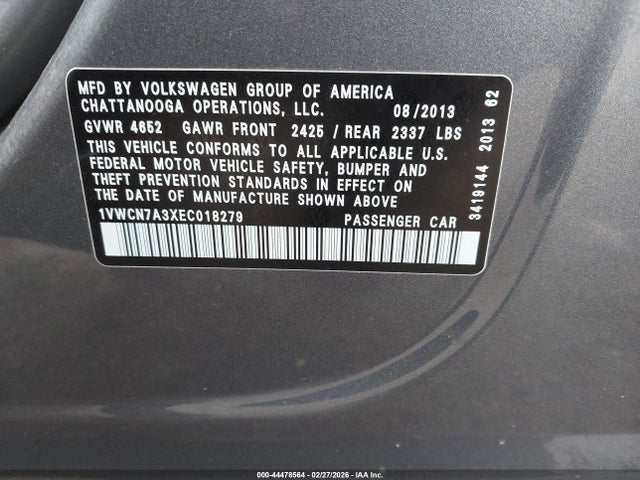 1VWCN7A3XEC018279 Volkswagen Passat 2.0l Tdi Sel Premium