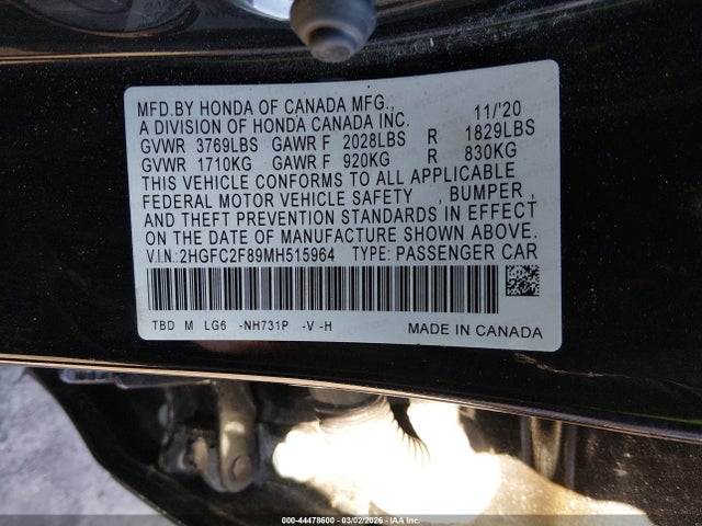 Honda Civic Sport 2021 2HGFC2F89MH515964 Image 9