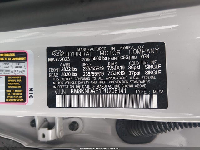 44478691 :رقم المزاد ، KM8KNDAF1PU206141 vin ، 2023 Hyundai Ioniq 5 Sel مزاد بيع