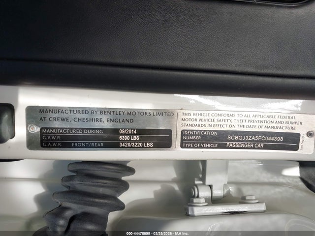 2015 BENTLEY CONTINENTAL GT SCBGJ3ZA5FC044398 Photo 8