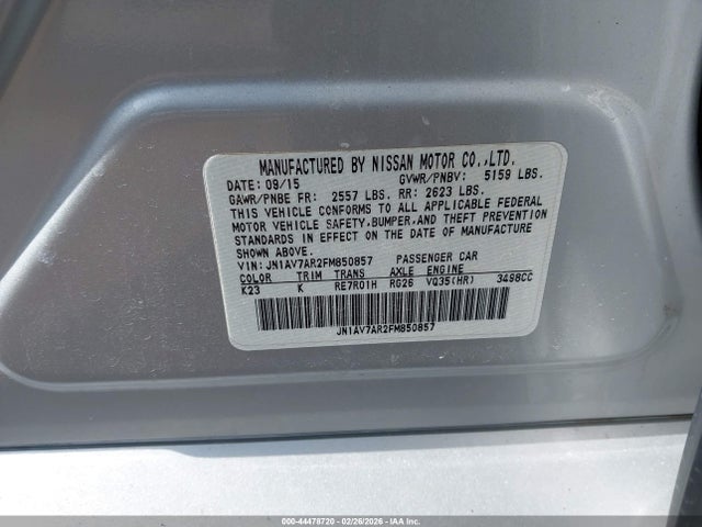 2015 Infiniti Q50 Hybrid Premium/sport მანქანა იყიდება აუქციონზე, vin: JN1AV7AR2FM850857, აუქციონის ნომერი: 44478720