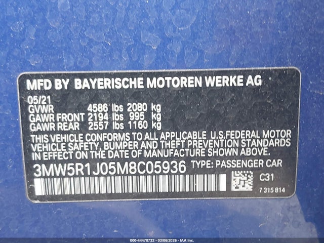 3MW5R1J05M8C05936 BMW 330I