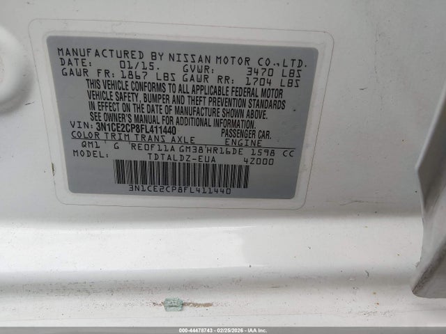 Nissan Versa Note S (sr)/s Plus/sl/sr/sv 2015 3N1CE2CP8FL411440 Image 9