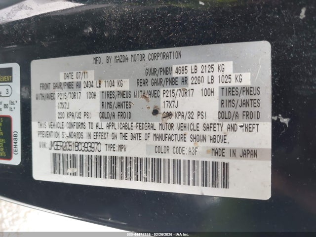 Aukcja sprzedaży 2011 Mazda Cx-7 I Touring, vin: JM3ER2C51B0393970, numer aukcji: 44478766