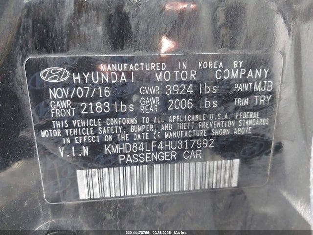 KMHD84LF4HU317992 Hyundai Elantra Limited