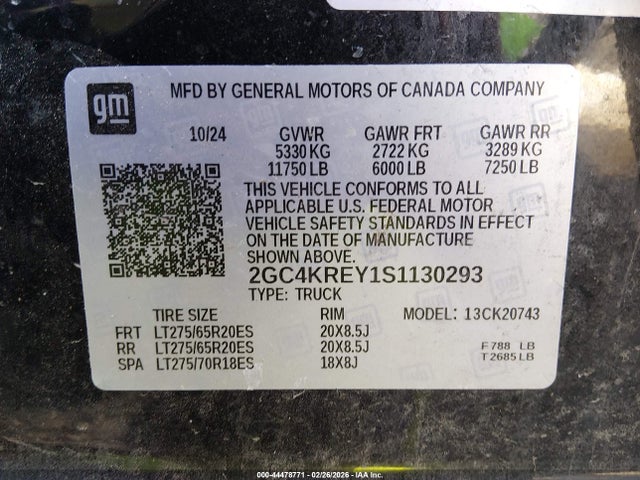 2GC4KREY1S1130293 Chevrolet Silverado 2500hd 4wd Standard Bed High Country