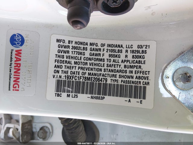 19XFC1F78ME206479 Honda Civic Ex-l