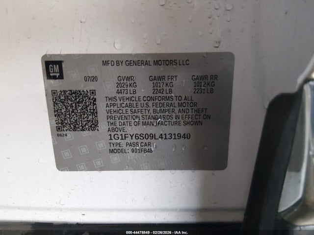 1G1FY6S09L4131940 Chevrolet Bolt Ev Fwd Lt