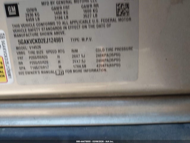 44478855 :رقم المزاد ، 5GAKVCKD2EJ124981 vin ، 2014 Buick Enclave Premium مزاد بيع