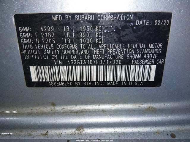 2020 SUBARU IMPREZA 4S3GTAB67L3717320 Photo 8