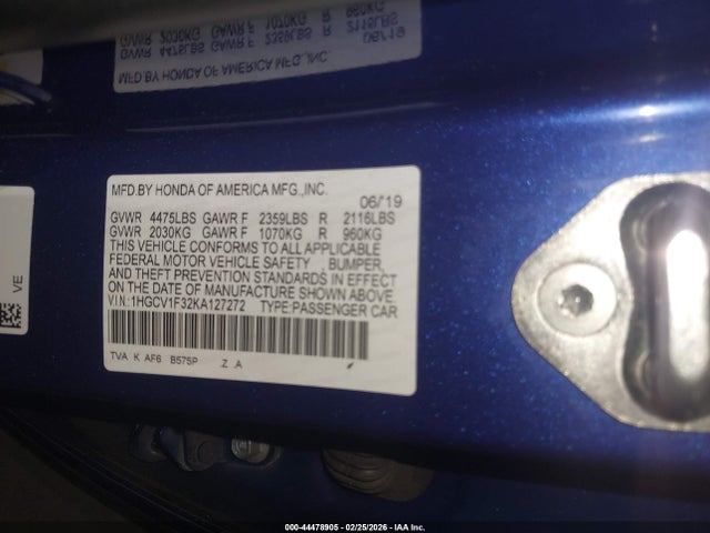 1HGCV1F32KA127272 Honda Accord Sport