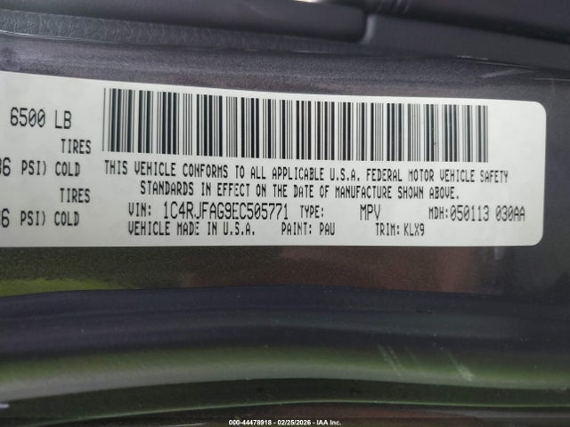 44478918 :رقم المزاد ، 1C4RJFAG9EC505771 vin ، 2014 Jeep Grand Cherokee Altitude مزاد بيع
