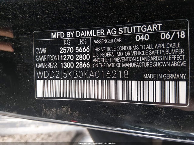 Aukcja sprzedaży 2019 Mercedes-benz Cls 450 4matic, vin: WDD2J5KB0KA016218, numer aukcji: 44478922