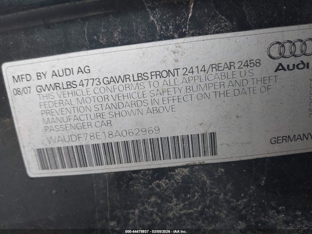 2008 AUDI A4 WAUDF78E18A062969 Photo 8