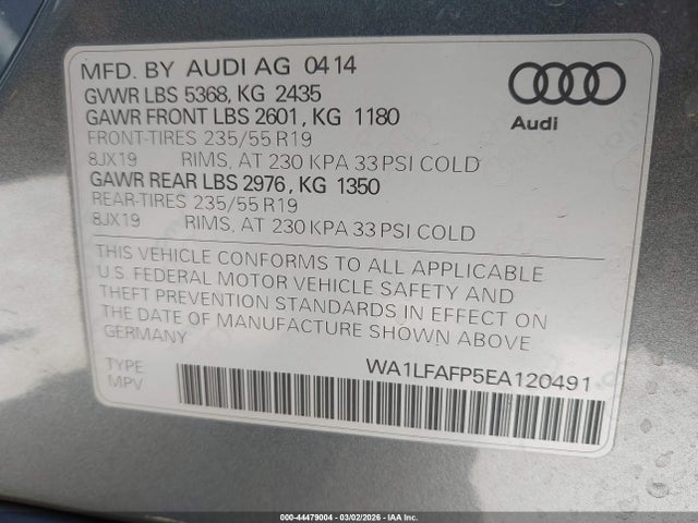 2014 AUDI Q5 WA1LFAFP5EA120491 Photo 8