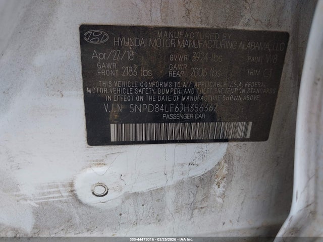 Aukcja sprzedaży 2018 Hyundai Elantra Sel, vin: 5NPD84LF6JH356362, numer aukcji: 44479016