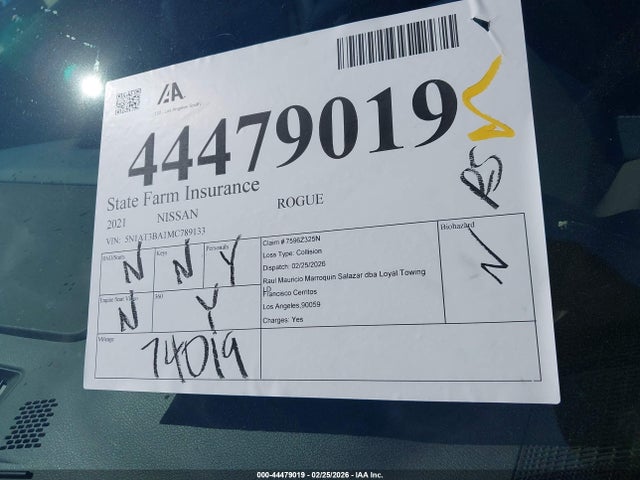 5N1AT3BA1MC789133 Nissan Rogue Sv Fwd